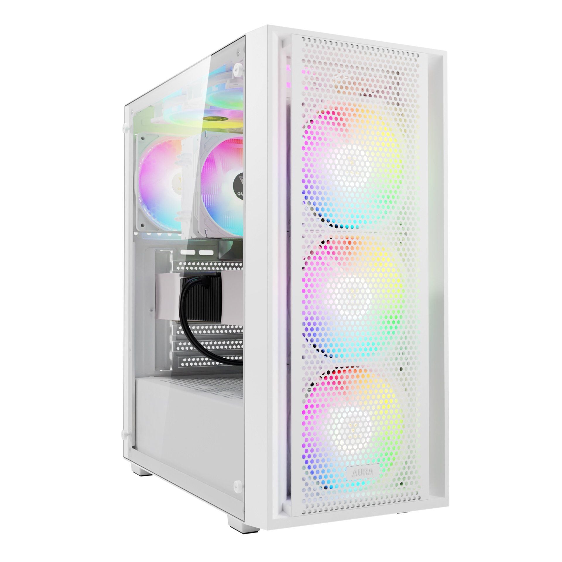 Thùng máy Gamdias Aura GC2 Elite ARGB F-ATX (Kèm Sẵn 4F ARGB) - Trắng - Ảnh 1