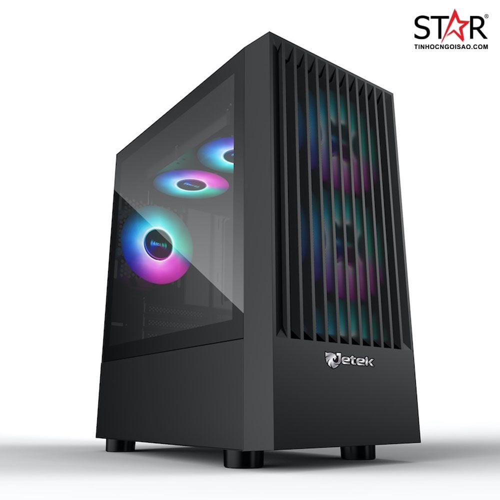 Thùng máy Jetek Game – X1 Tặng 3 Fan RGB (Đen) - Ảnh 1