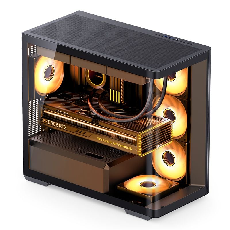 Thùng máy Jonsbo D300 - Black | Micro ATX, kính cong - Ảnh 2