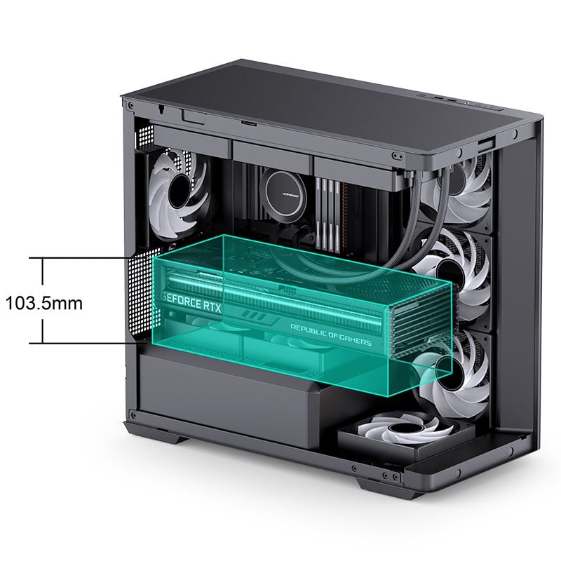 Thùng máy Jonsbo D300 - Black | Micro ATX, kính cong - Ảnh 3