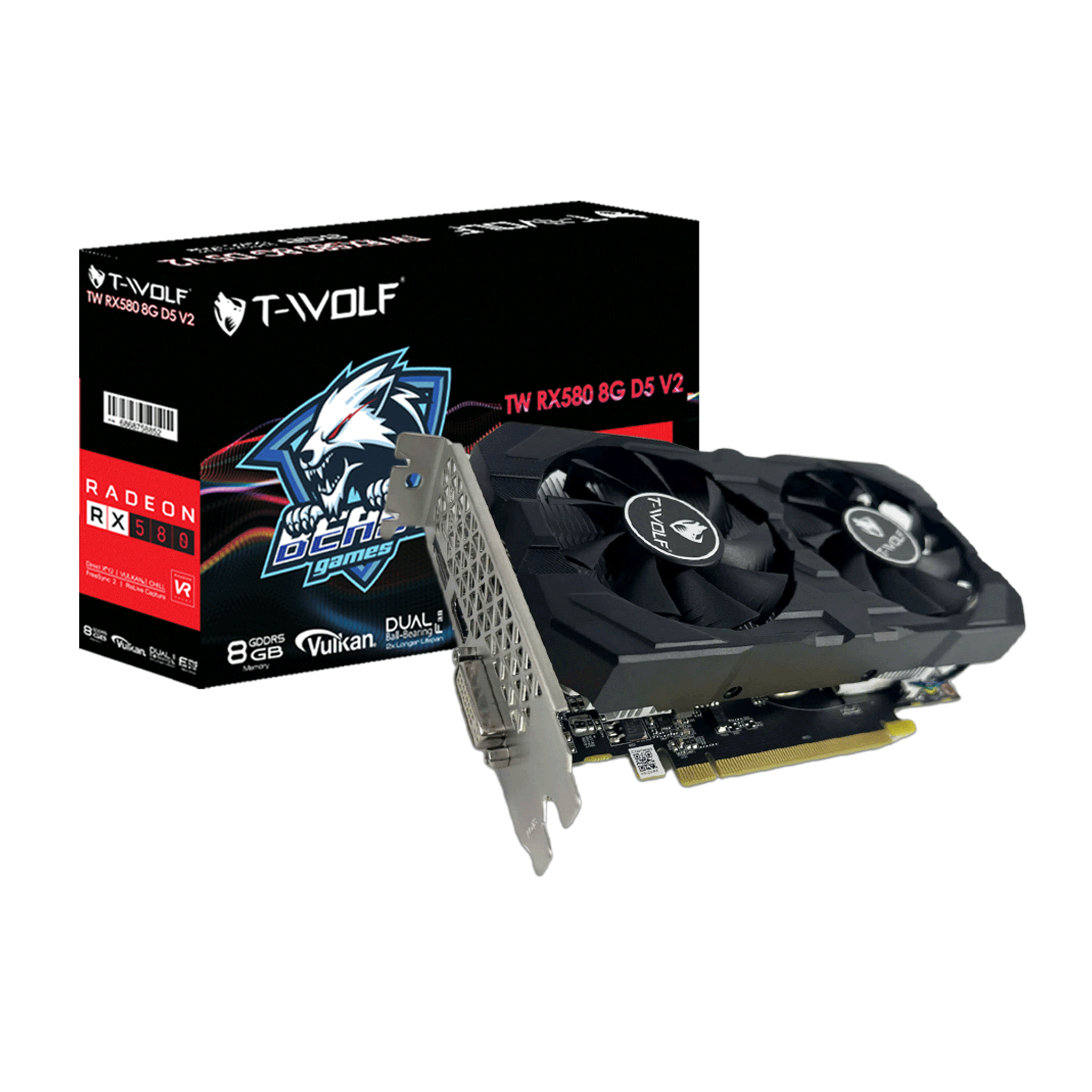 Card màn hình AMD Radeon RX 580 T-WOLF | 8GB GDDR5, 2304 SP, 500W - Ảnh 1