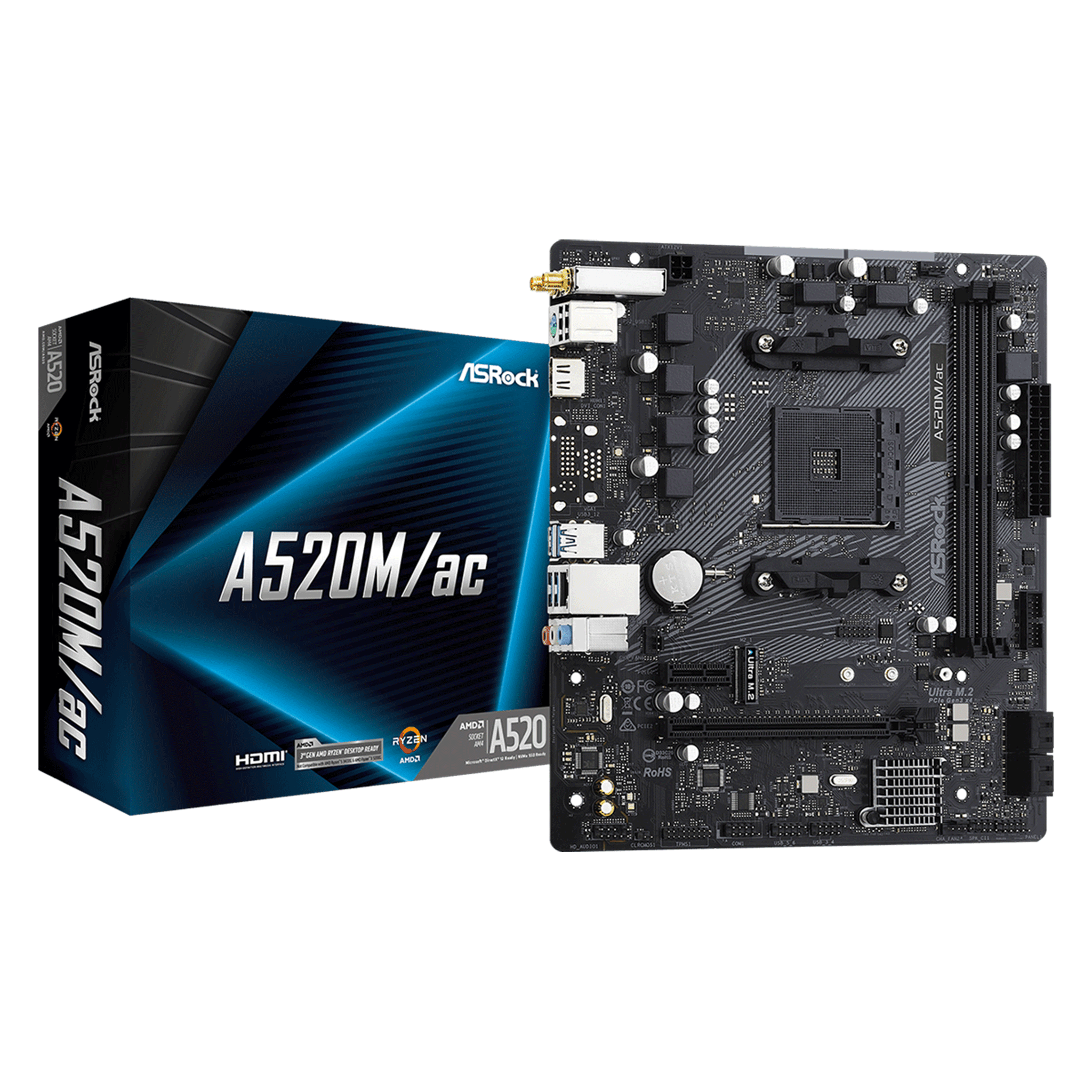 Mainboard ASRock A520M.AC Wifi DDR4 | AM4, mATX, 2 khe RAM - Ảnh 1