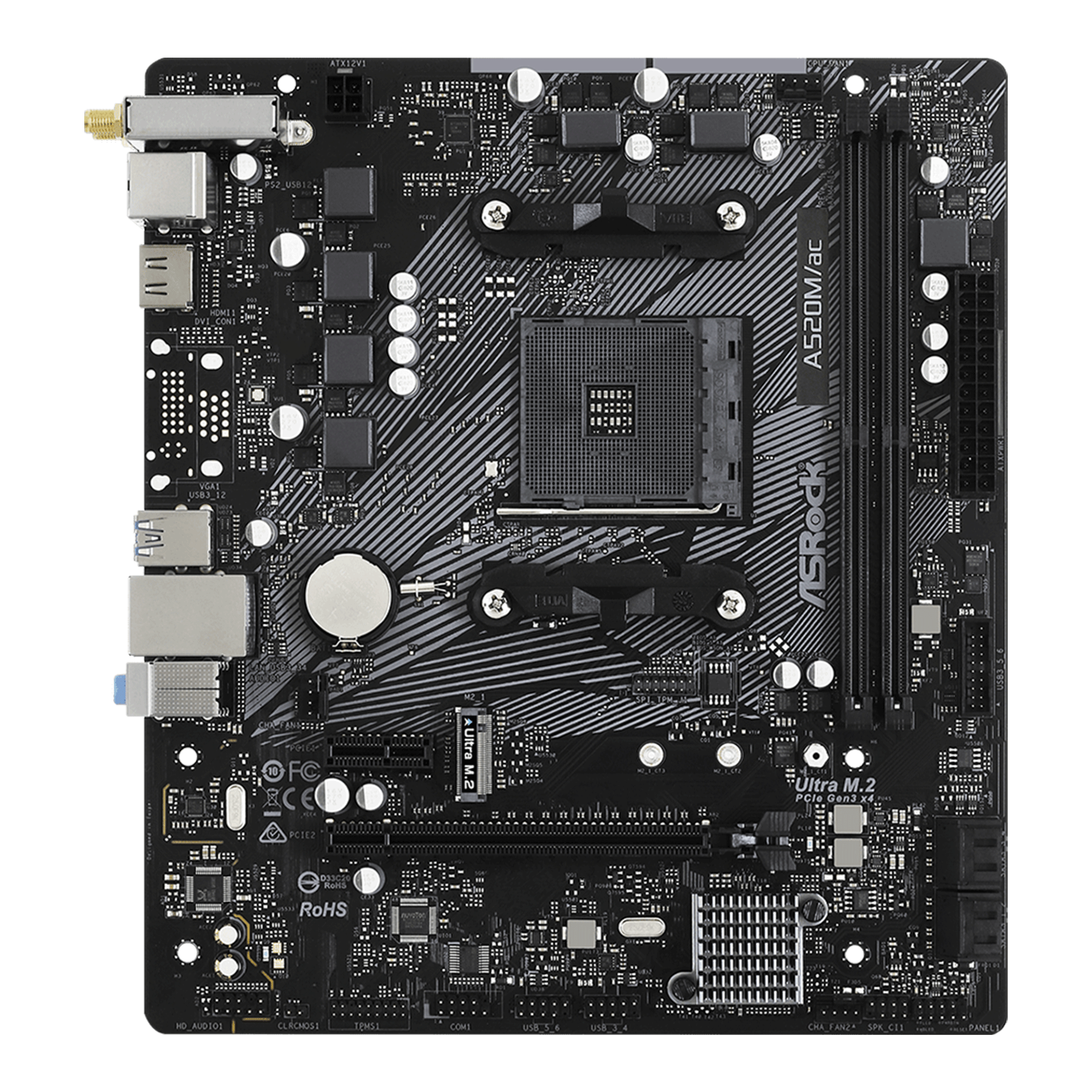 Mainboard ASRock A520M.AC Wifi DDR4 | AM4, mATX, 2 khe RAM - Ảnh 2