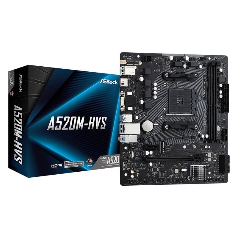 Mainboard ASRock A520M-HVS | AM4, Micro-ATX, 2 khe RAM - Ảnh 1
