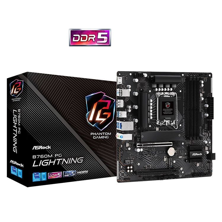 Mainboard ASRock B760M PG Lightning DDR5 | LGA 1700, mATX, 4 khe RAM - Ảnh 1
