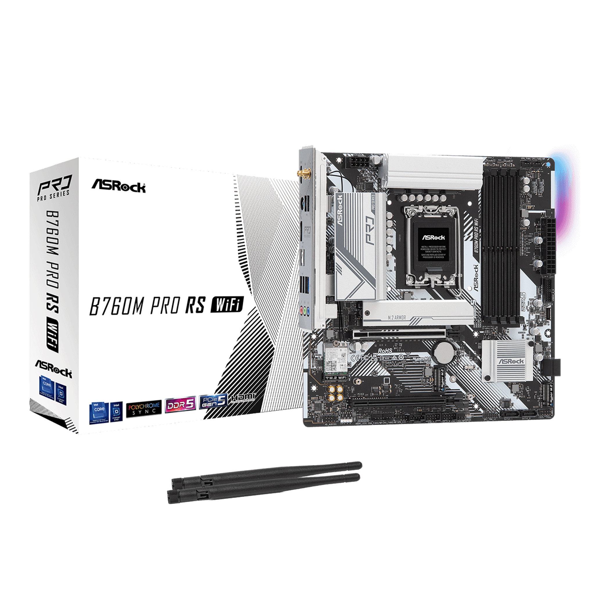 Mainboard ASRock B760M Pro RS Wifi DDR5 | LGA 1700, mATX, 4 khe RAM - Ảnh 1