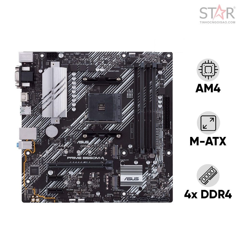 Mainboard ASUS Prime B550M-A DDR4 | AM4, mATX, 4 khe RAM - Ảnh 3