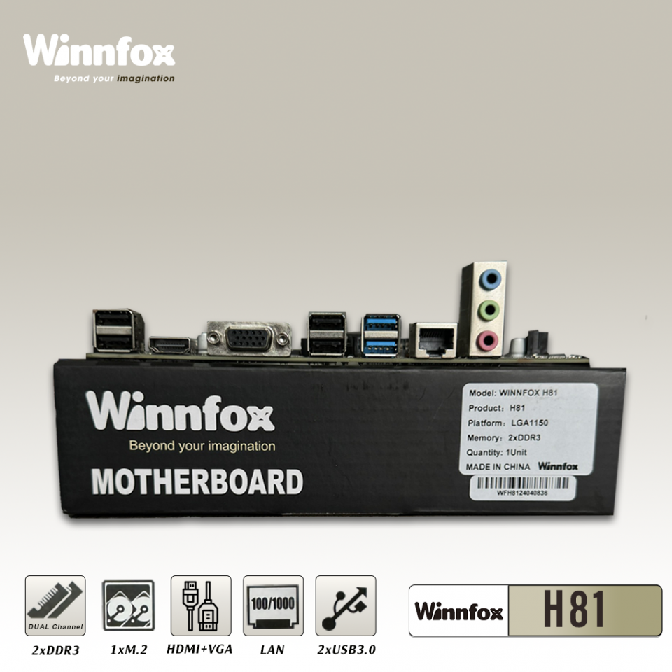 Mainboard (Intel) Winnfox H81 | LGA1150, 2 khe DDR3, ATX - Ảnh 4