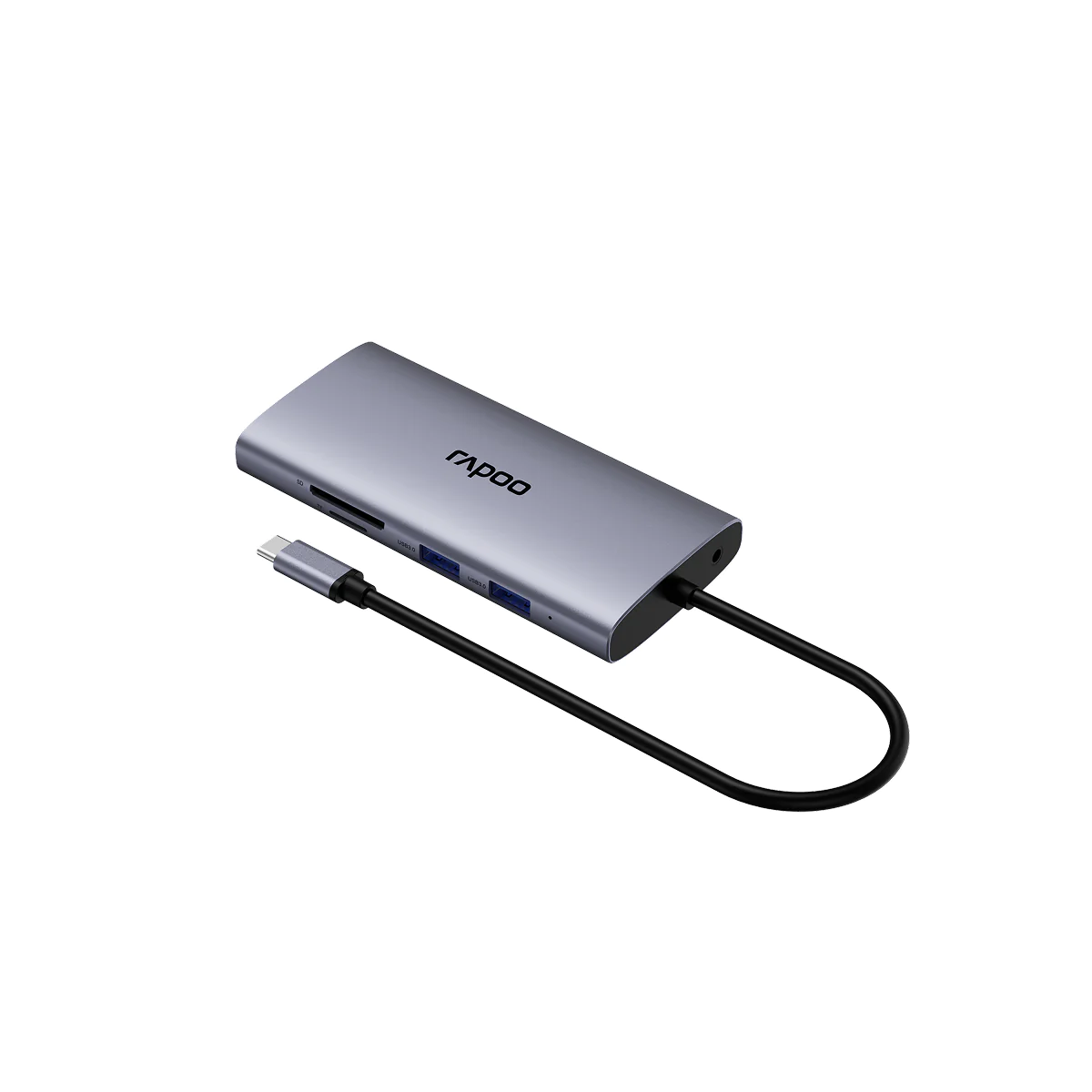 Bộ chuyển đổi đa cổng USB-C RAPOO (XD101) | USB-C to HDMI 4K 30Hz, USB-C, 3 x USB 3.0, VGA, Audio, RJ45, SD/TF Card - Ảnh 2