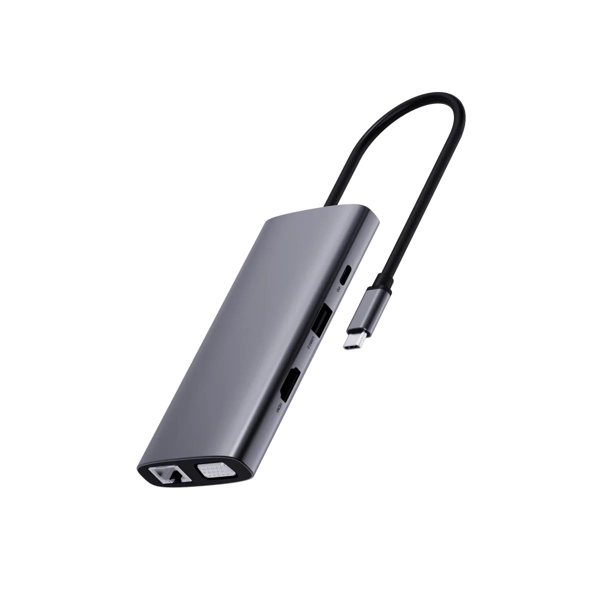 Bộ chuyển đổi đa cổng USB-C RAPOO (XD101) | USB-C to HDMI 4K 30Hz, USB-C, 3 x USB 3.0, VGA, Audio, RJ45, SD/TF Card - Ảnh 3