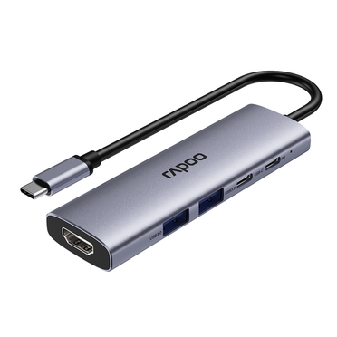 Bộ chuyển đổi đa cổng USB-C RAPOO (XD51) | USB-C to HDMI 4K 60Hz, 2 x USB-A 3.0, USB-C, PD - Ảnh 1