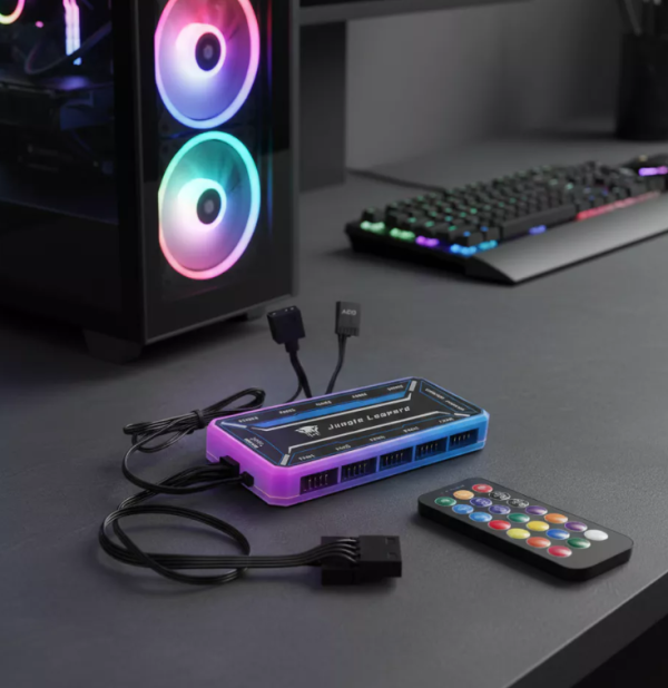 Bộ Hub + Remote Fan RGB Leopard | Hỗ trợ 10 quạt RGB 6-PIN, 2 cổng LED RGB, Điều khiển từ xa - Ảnh 2