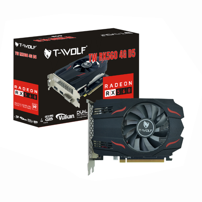 Card màn hình AMD Radeon RX560 T-WOLF | 4GB GDDR5, 1024 SP, 850W - Ảnh 1