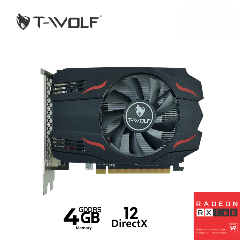 Card màn hình AMD Radeon RX560 T-WOLF | 4GB GDDR5, 1024 SP, 850W - Ảnh 3