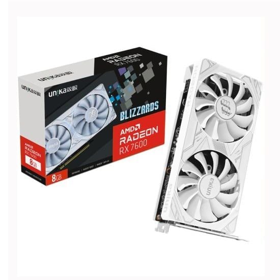 Card màn hình (AMD) UNIKA Blizzards White RX 7600 8GD6 V2 | 8GB GDDR6, 128-bit, 3 Fan, Trắng - Ảnh 1