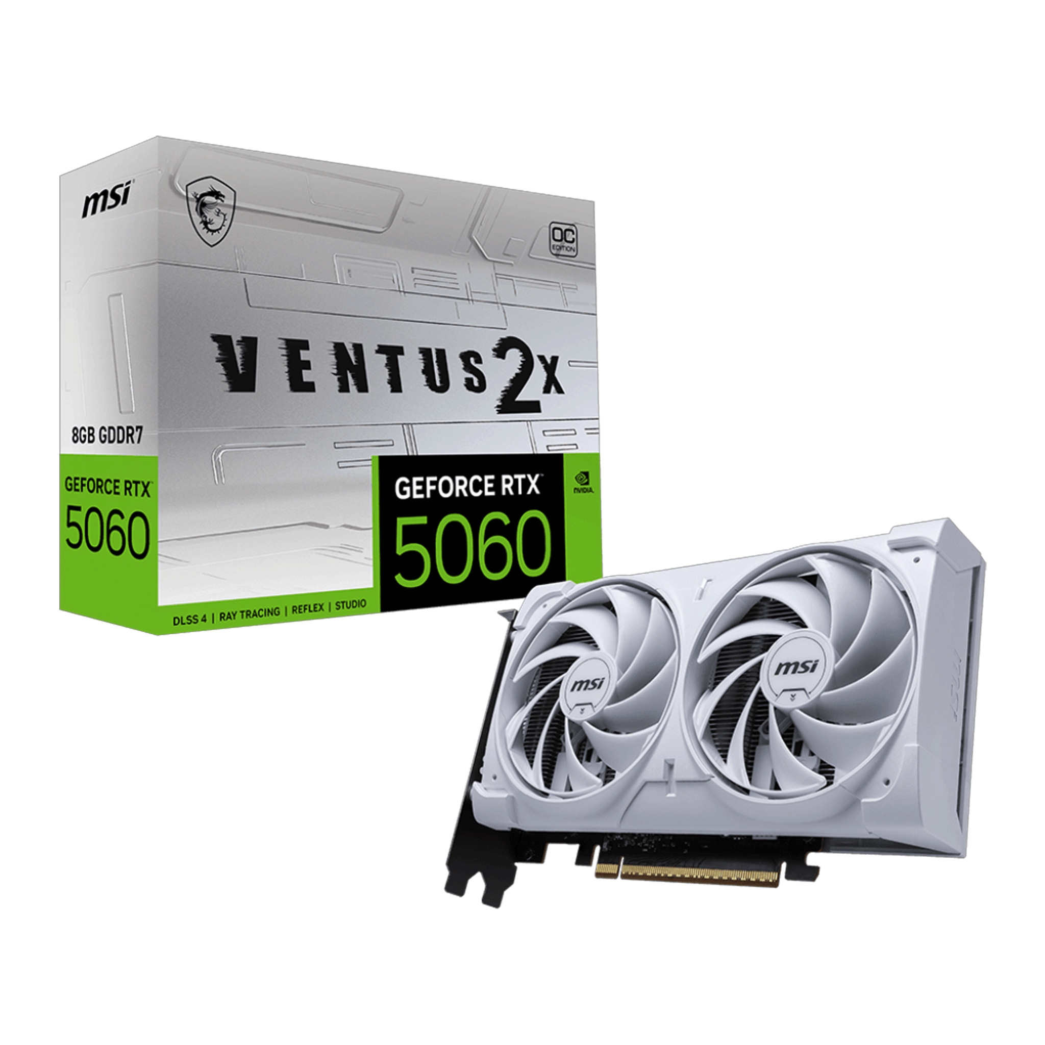 Card màn hình NVIDIA GeForce RTX 5060 MSI VENTUS 2X WHITE OC | 8GB GDDR7, 3840 CUDA, 550W - Ảnh 1