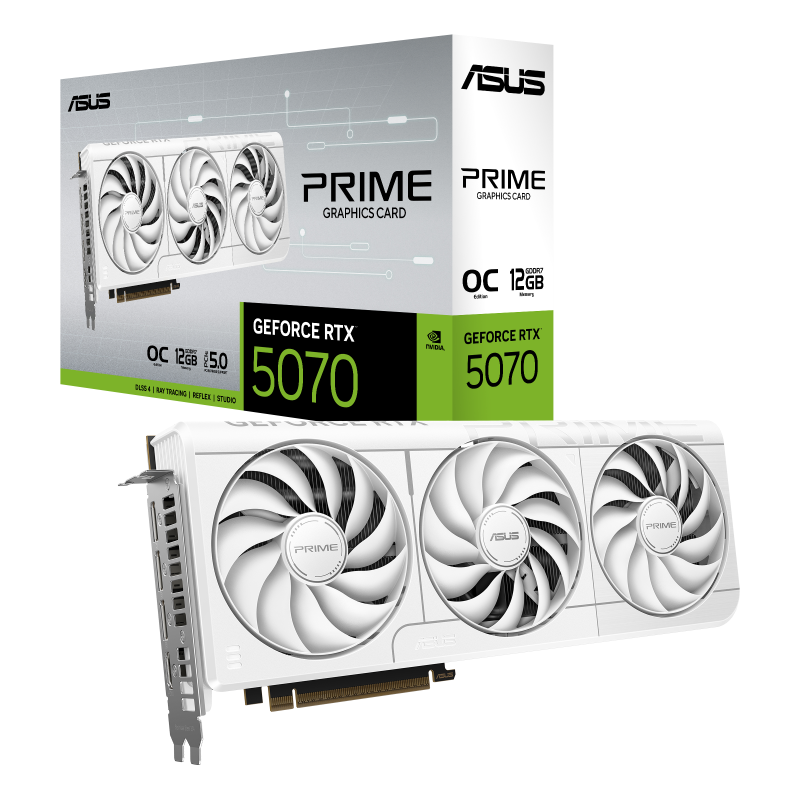 Card màn hình NVIDIA GeForce RTX 5070 ASUS Prime White OC | 12GB GDDR7, 6144 CUDA, 650W - Ảnh 1
