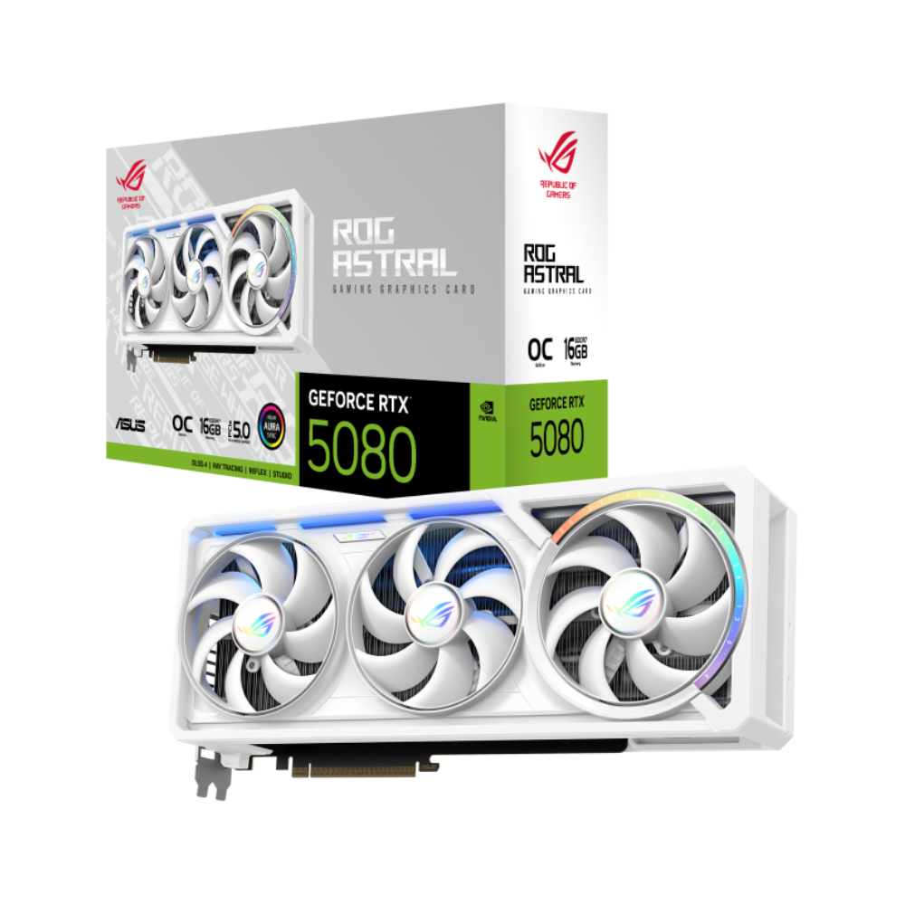 Card màn hình NVIDIA GeForce RTX 5080 ASUS ROG Astral Gaming White OC | 16GB GDDR7, 10752 CUDA, 850W - Ảnh 1