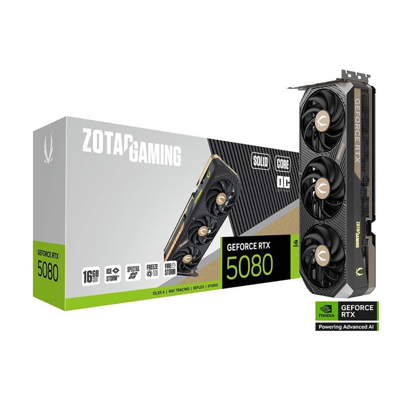 Card màn hình NVIDIA GeForce RTX 5080 Zotac SOLID CORE OC (ZT-B50800J2-10P) | 16GB GDDR7, 10752 CUDA, 850W - Ảnh 1