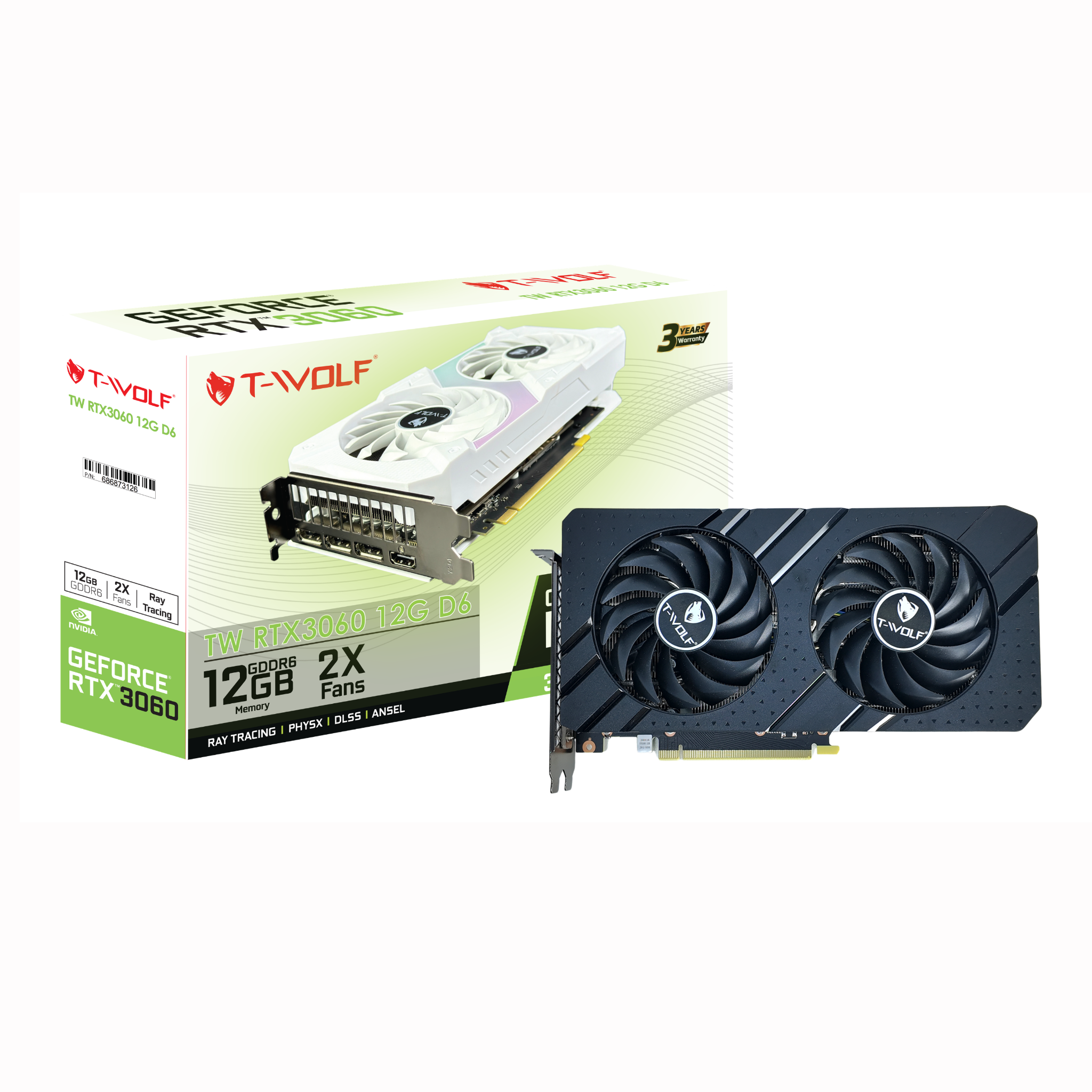 Card màn hình T-WOLF RTX 3060 12GB GDDR6 Dual | 192-bit, 3584 CUDA - Ảnh 1