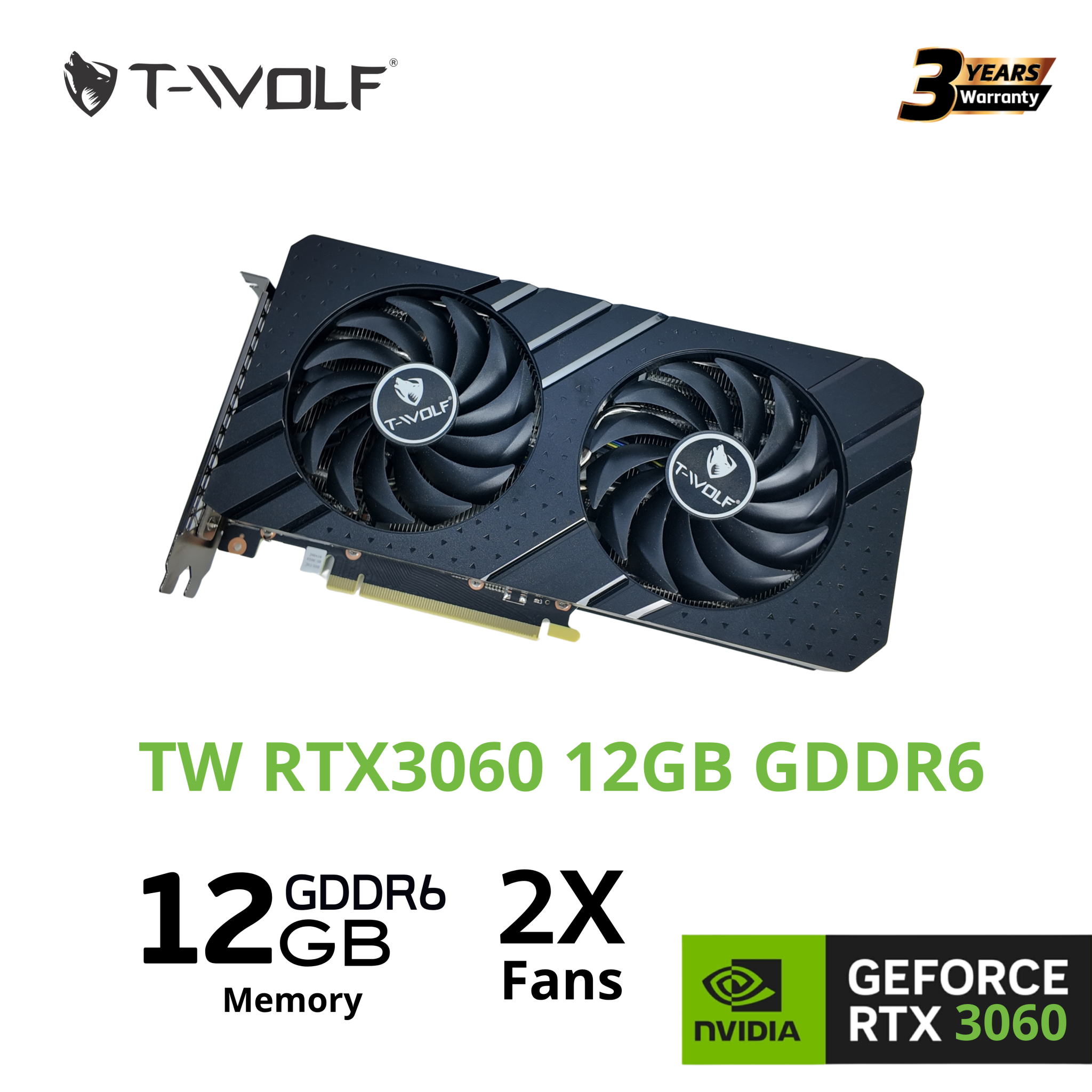 Card màn hình T-WOLF RTX 3060 12GB GDDR6 Dual | 192-bit, 3584 CUDA - Ảnh 4