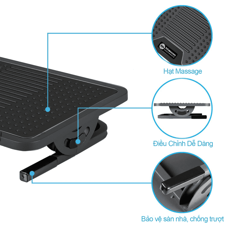 Kê chân công thái học Manson FR-09 Ergonomic Footrest - Đen | Phiên bản hợp kim phủ Nano - Ảnh 4