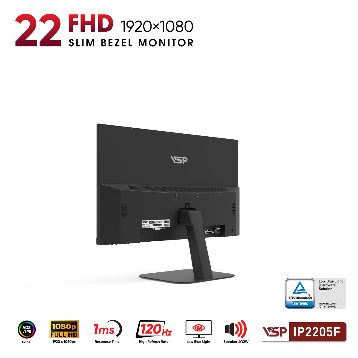 Màn hình Văn phòng VSP IP2205F | 22 inch, FHD, 120Hz, IPS, Speaker - Ảnh 4