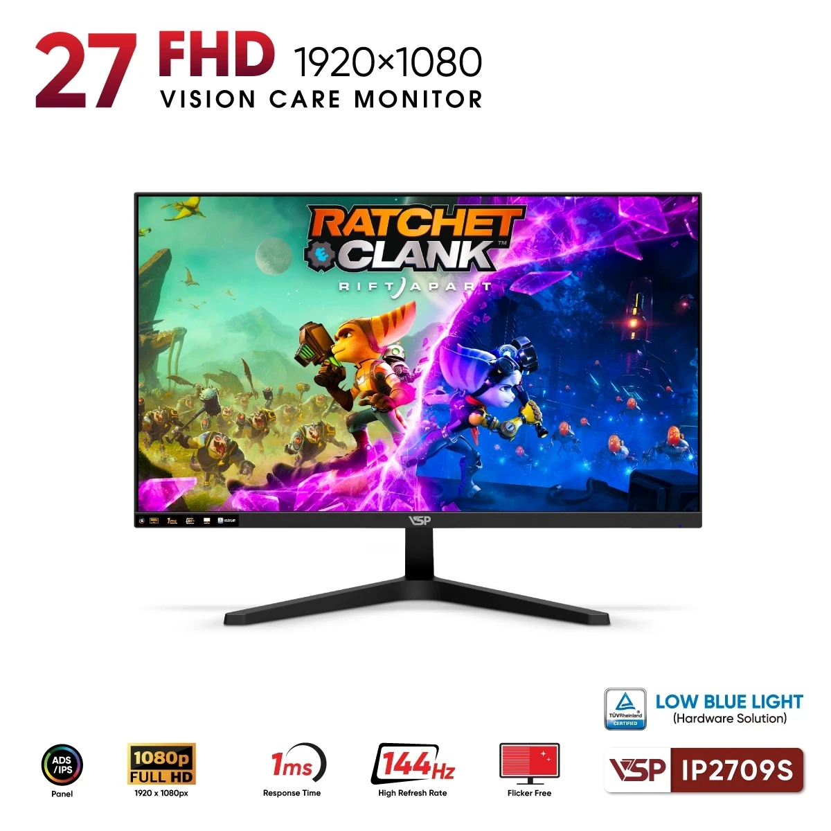 Màn hình văn phòng VSP IP2709S | 27 inch, Full HD, IPS, 144Hz, 1ms - Ảnh 2