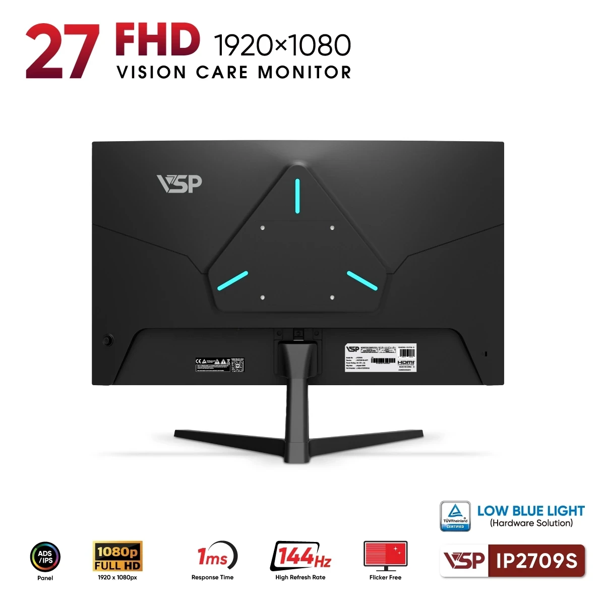 Màn hình văn phòng VSP IP2709S | 27 inch, Full HD, IPS, 144Hz, 1ms - Ảnh 4