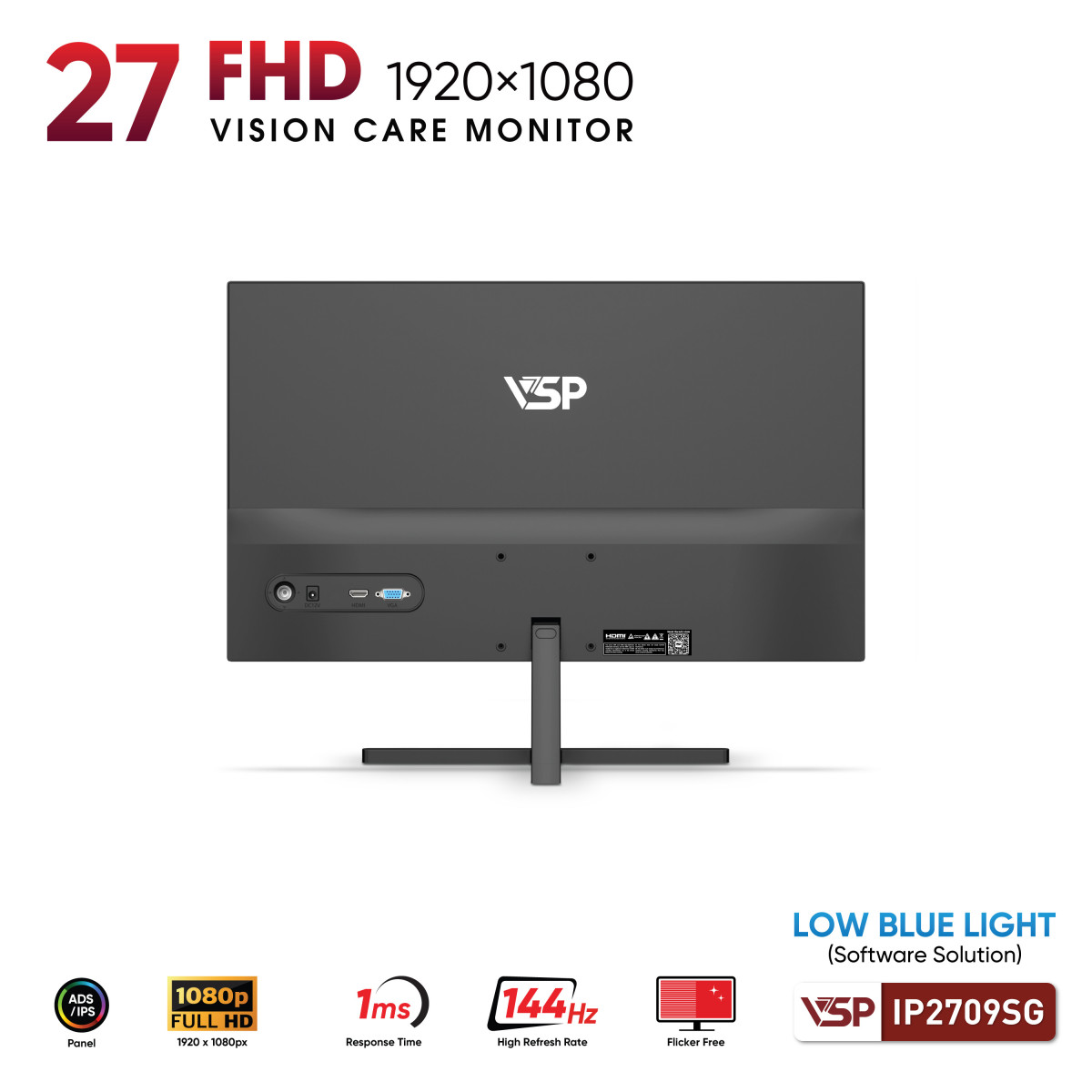 Màn hình văn phòng VSP IP2709SG | 27 inch, Full HD, 144Hz, IPS - Ảnh 3