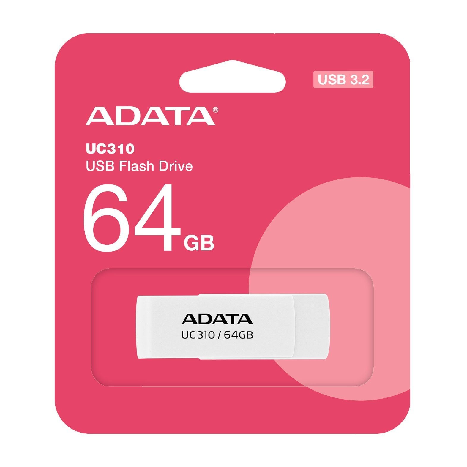 USB ADATA 64GB Trắng / USB 3.2 Gen 1 (UC310-64G-RWH) - Ảnh 1