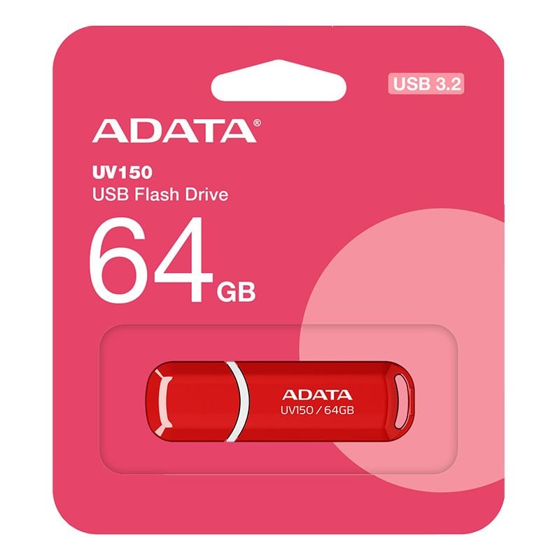 USB Adata DashDrive UV150 64GB | Đỏ, USB 3.2 Gen 1 (AUV150-64G-RRD) - Ảnh 1